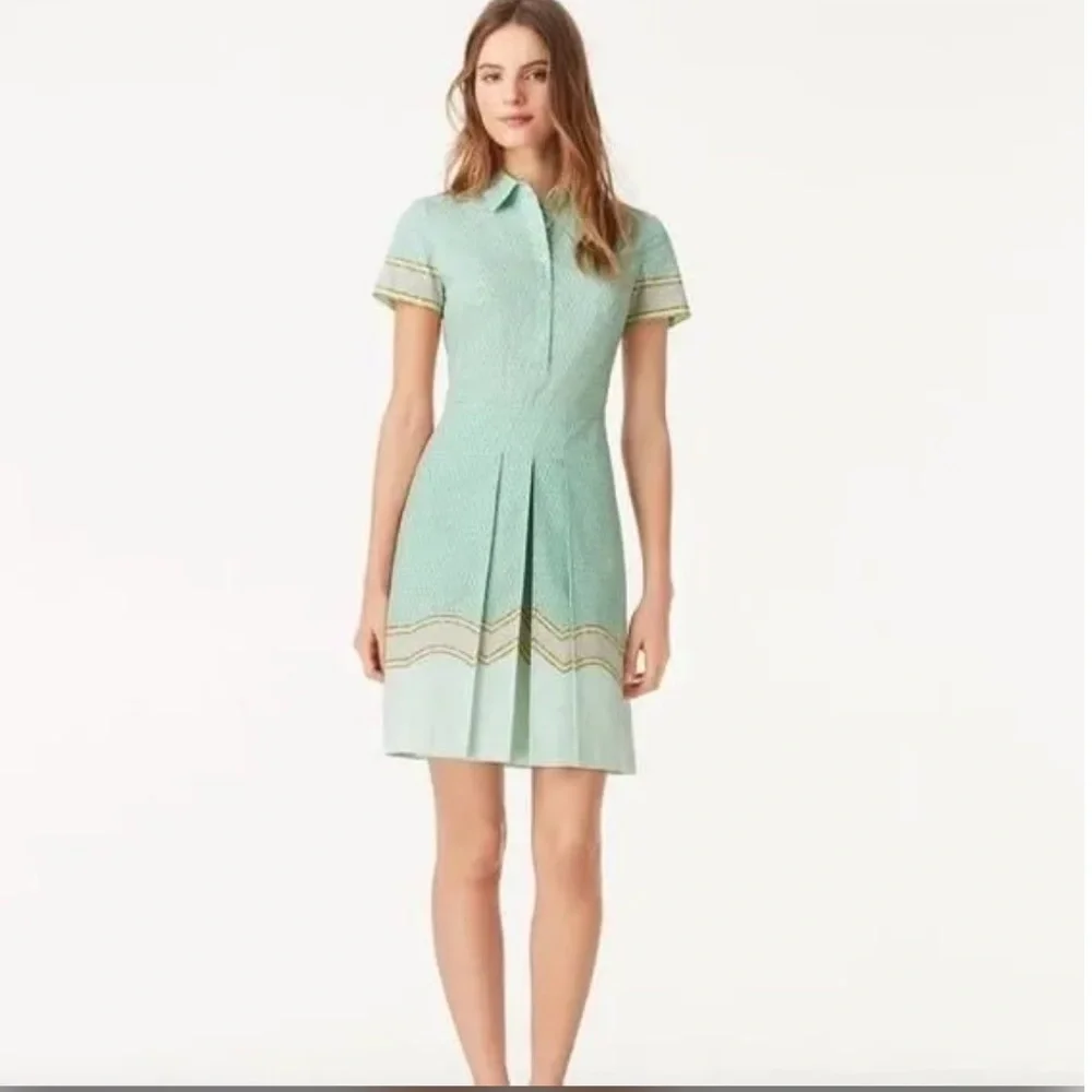 Tory Burch Emmy green pleated cotton stretch shirt dress Sz 4